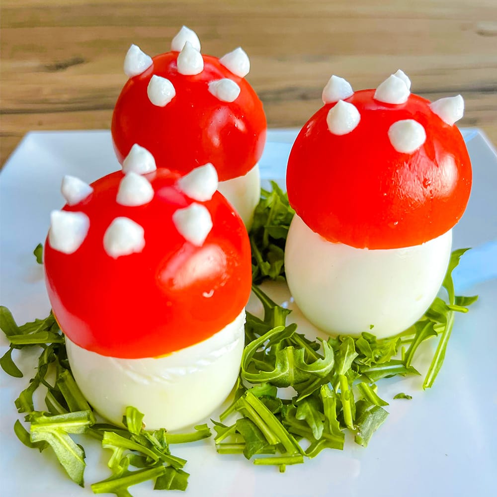 Waldparty-Waldtierparty-Kindergeburtstag-Snack-Fliegenpilz-Eier