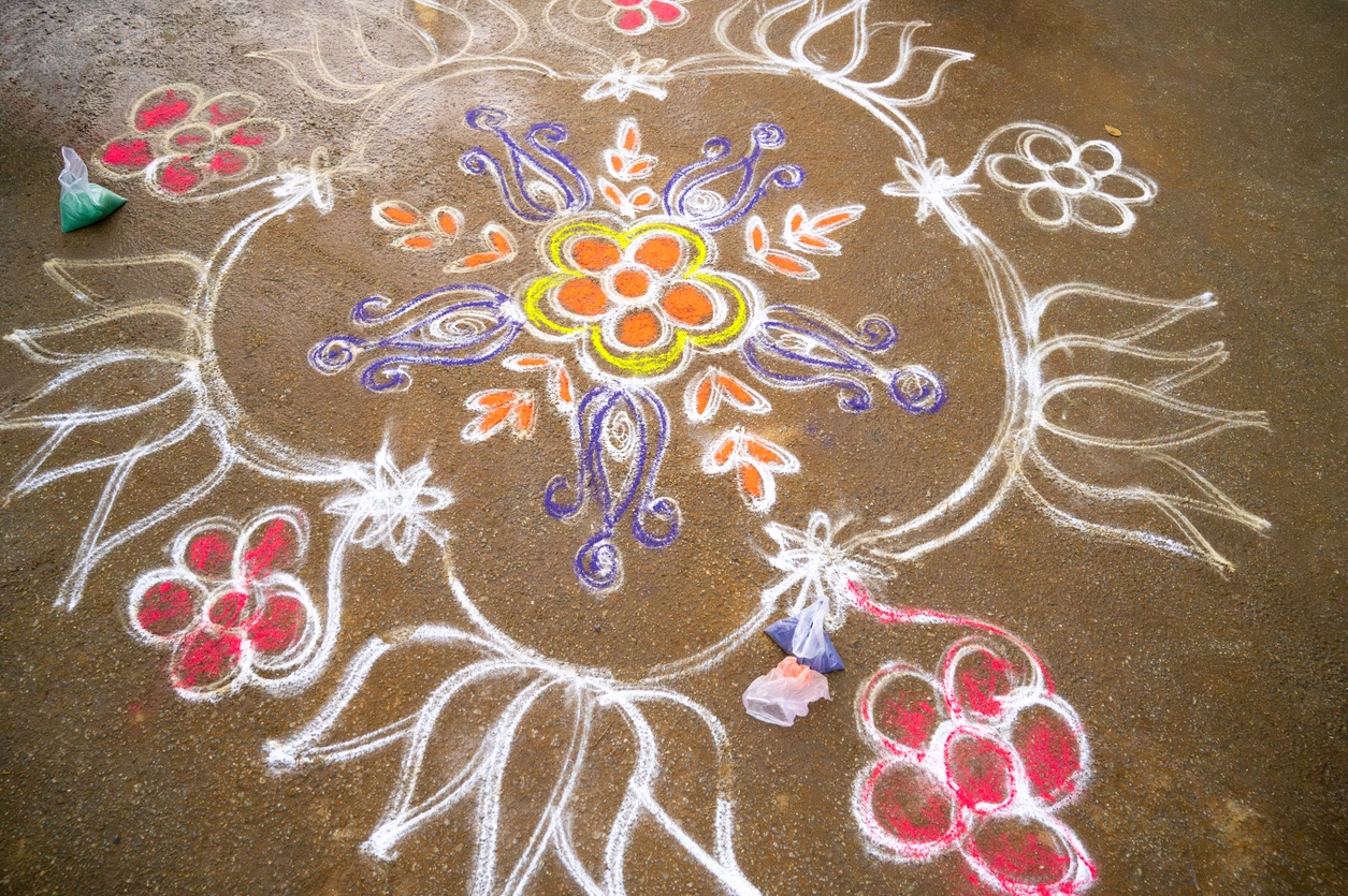 Kindergeburtstag 12 Jähre Weltreise Indien Rangoli Machen